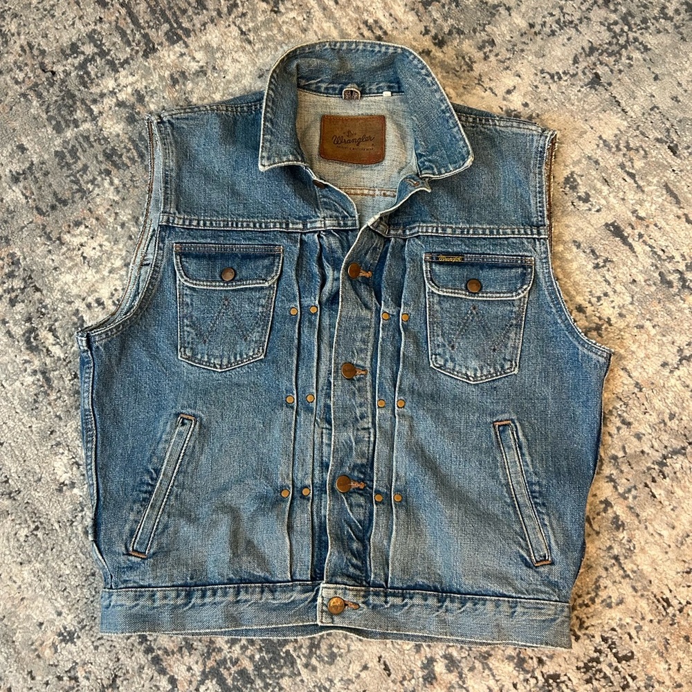 Wrangler Vintage 90s Grunge Western Country Festival Blue Denim Vest Size M